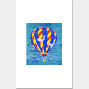 Hot Air Balloon with White  Birds 2 Posters and Art